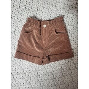 Zara Kids Brown Corduroy Paperbag Waist Cuffed Shorts Size 8
